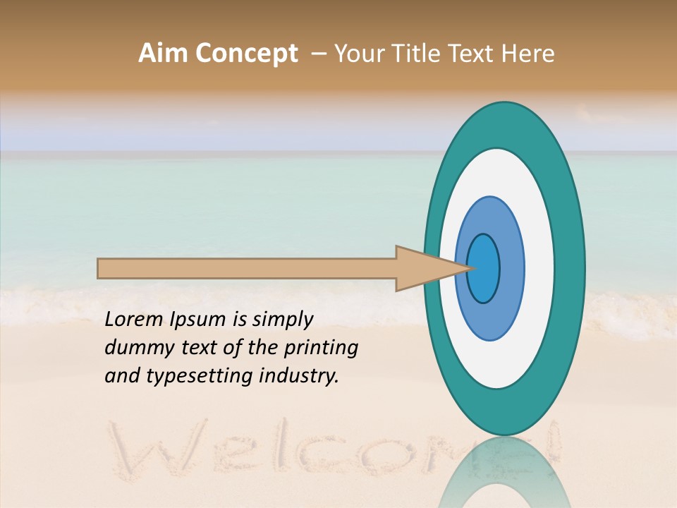 A Sandy Beach With The Word Home Written In The Sand PowerPoint Template