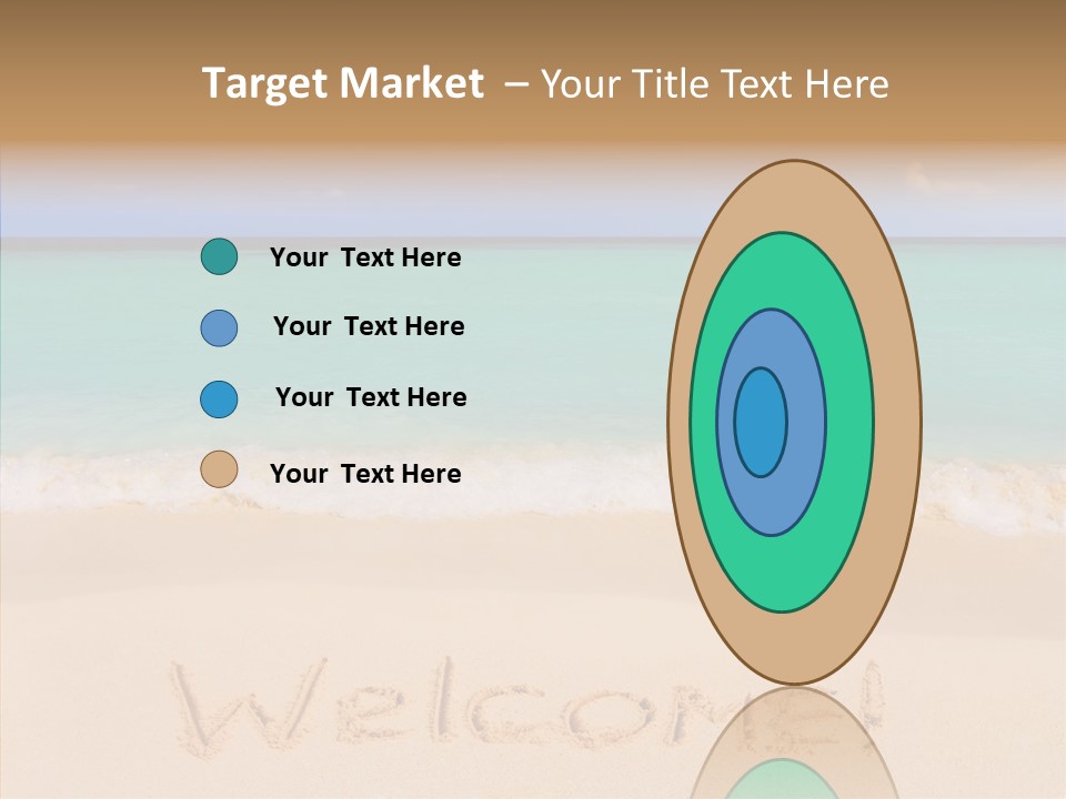 A Sandy Beach With The Word Home Written In The Sand PowerPoint Template