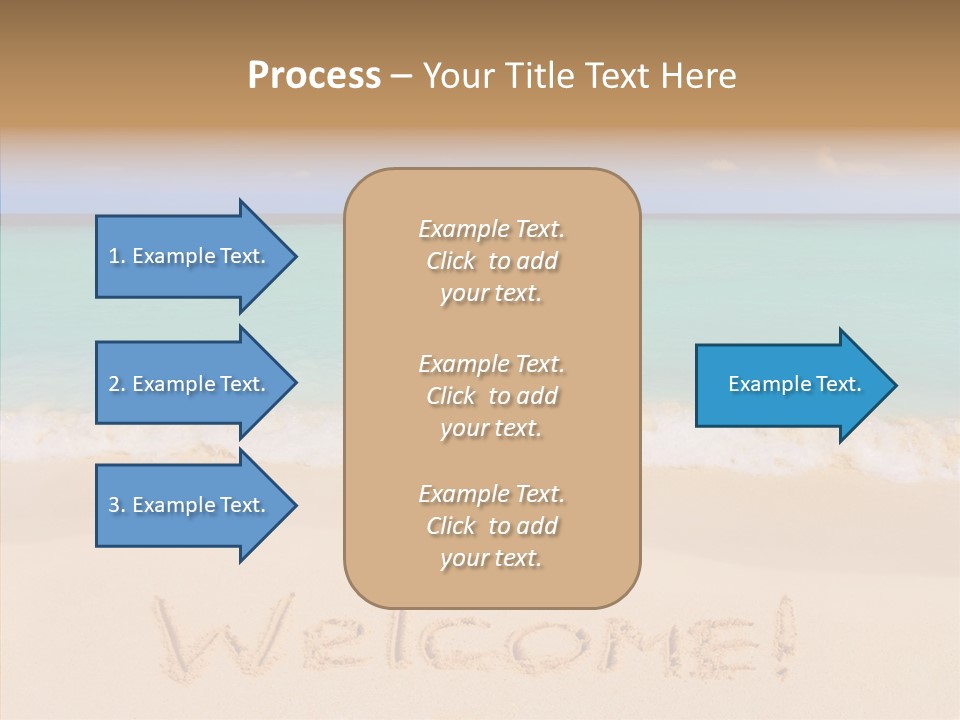 A Sandy Beach With The Word Home Written In The Sand PowerPoint Template
