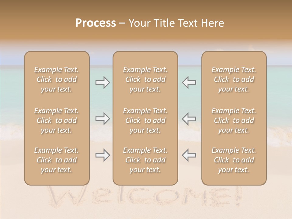 A Sandy Beach With The Word Home Written In The Sand PowerPoint Template