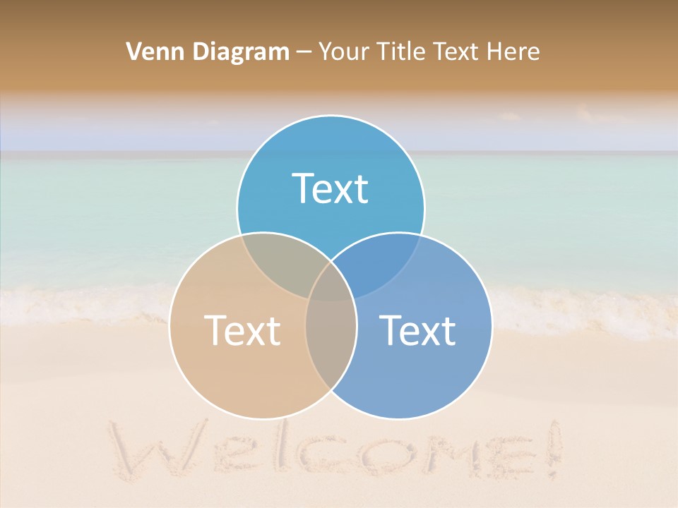 A Sandy Beach With The Word Home Written In The Sand PowerPoint Template