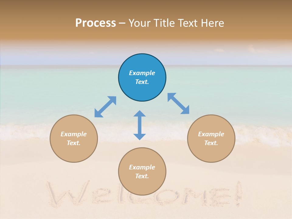 A Sandy Beach With The Word Home Written In The Sand PowerPoint Template
