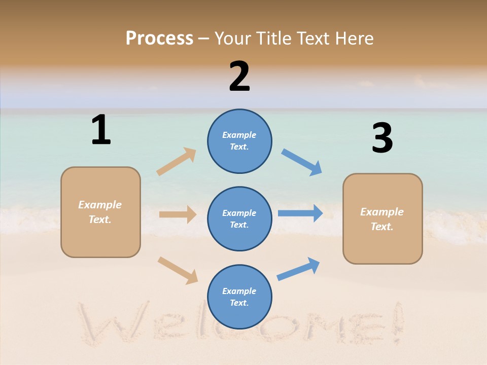 A Sandy Beach With The Word Home Written In The Sand PowerPoint Template