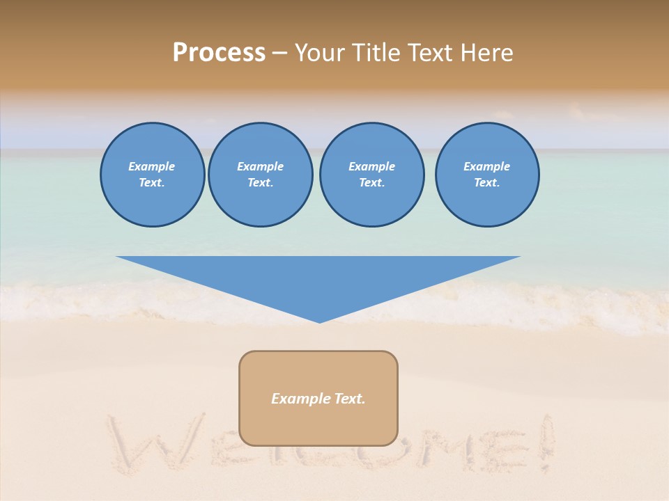 A Sandy Beach With The Word Home Written In The Sand PowerPoint Template