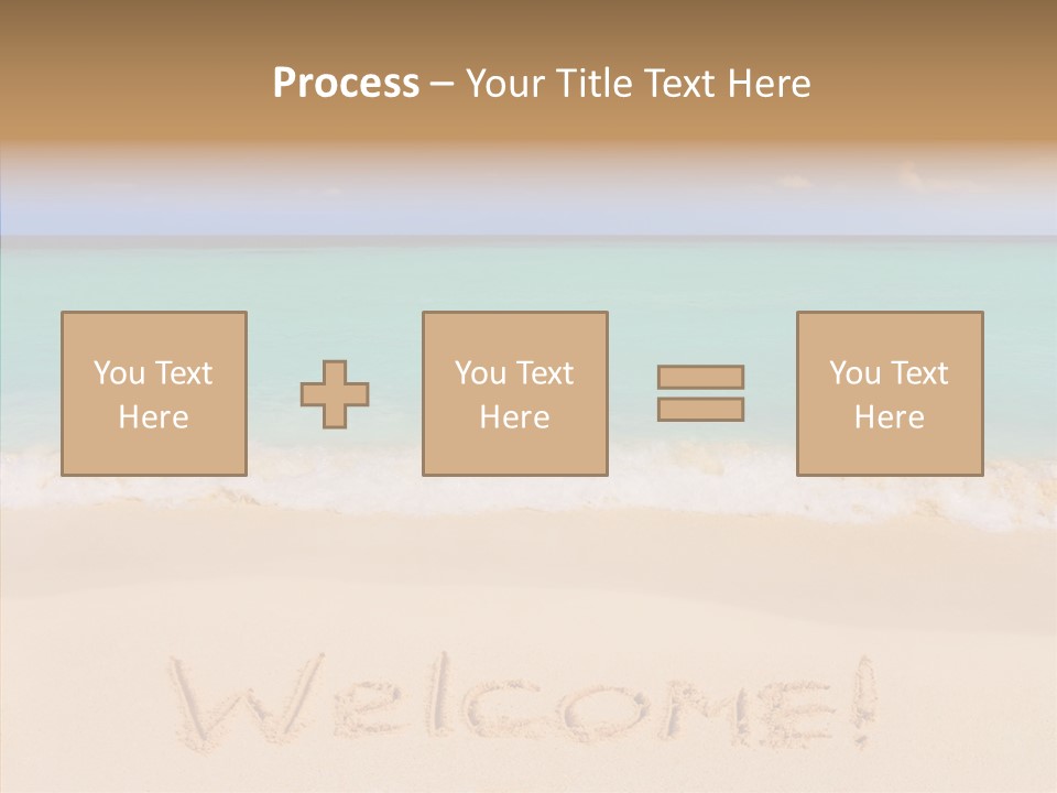 A Sandy Beach With The Word Home Written In The Sand PowerPoint Template