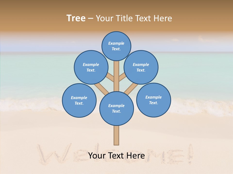 A Sandy Beach With The Word Home Written In The Sand PowerPoint Template