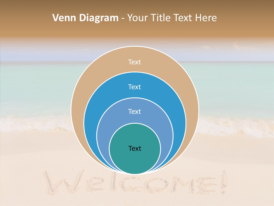 A Sandy Beach With The Word Home Written In The Sand PowerPoint Template