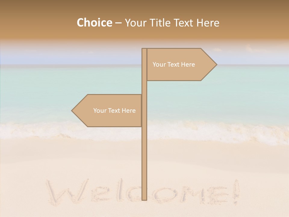A Sandy Beach With The Word Home Written In The Sand PowerPoint Template