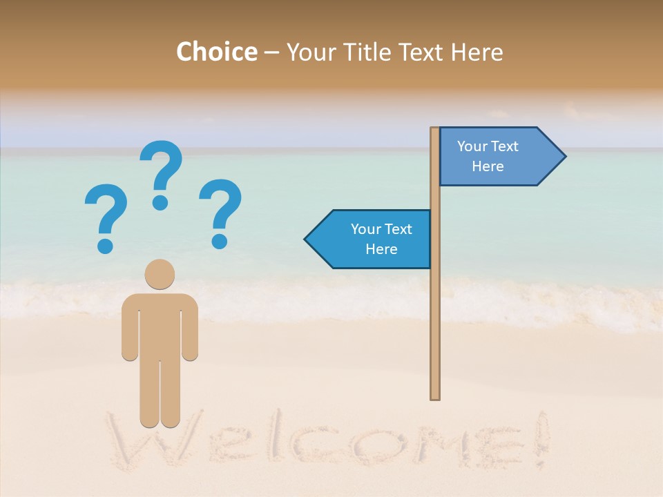 A Sandy Beach With The Word Home Written In The Sand PowerPoint Template