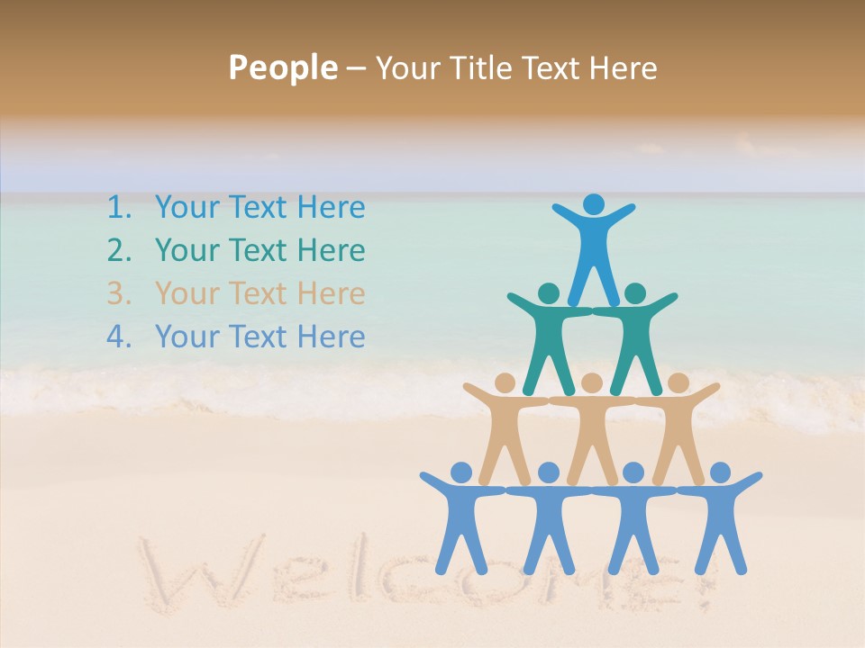 A Sandy Beach With The Word Home Written In The Sand PowerPoint Template