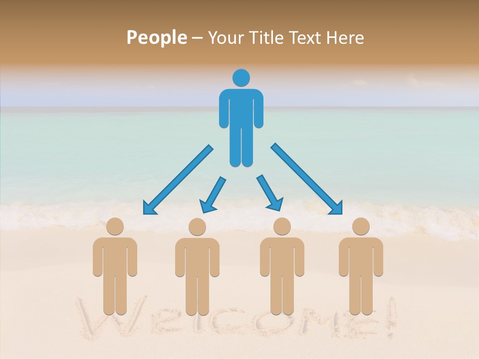 A Sandy Beach With The Word Home Written In The Sand PowerPoint Template