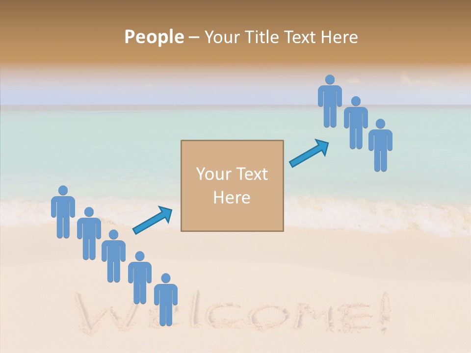 A Sandy Beach With The Word Home Written In The Sand PowerPoint Template