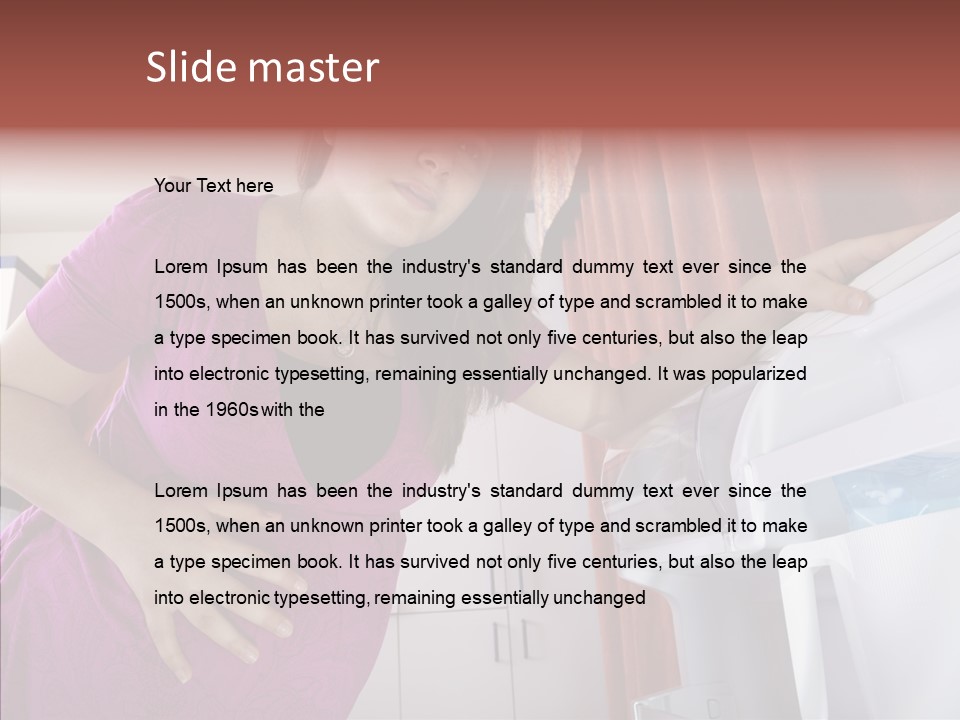 A Woman Standing Next To A Refrigerator In A Kitchen PowerPoint Template