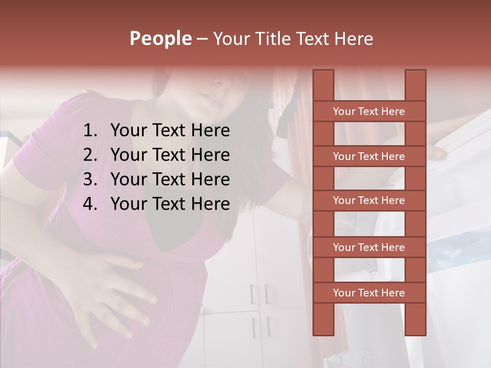 A Woman Standing Next To A Refrigerator In A Kitchen PowerPoint Template