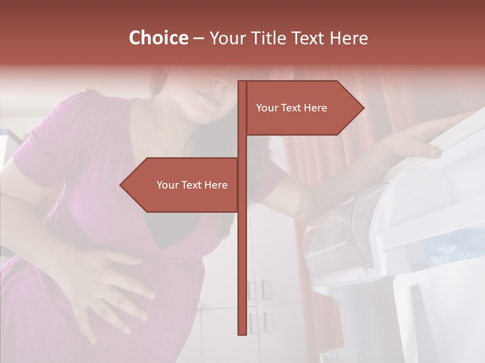 A Woman Standing Next To A Refrigerator In A Kitchen PowerPoint Template