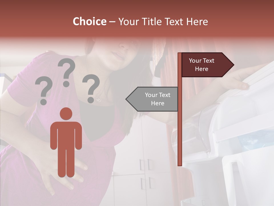 A Woman Standing Next To A Refrigerator In A Kitchen PowerPoint Template