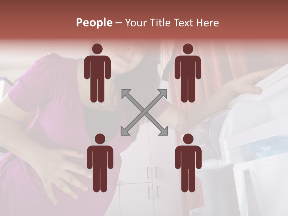 A Woman Standing Next To A Refrigerator In A Kitchen PowerPoint Template