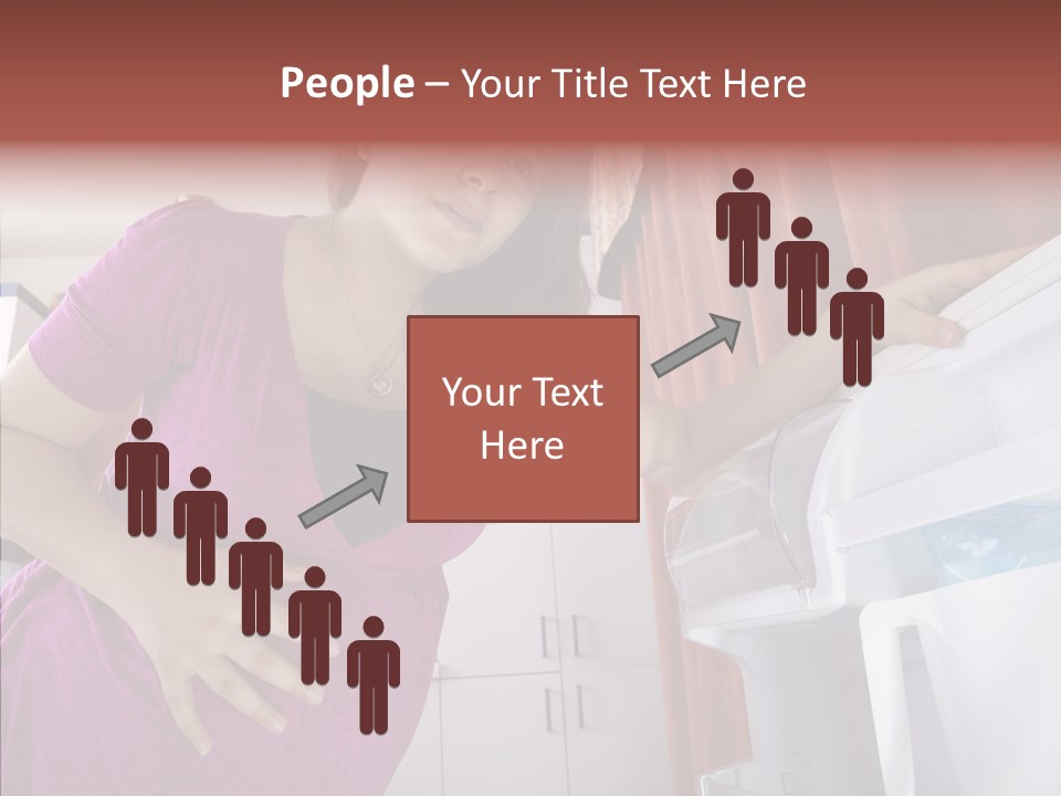 A Woman Standing Next To A Refrigerator In A Kitchen PowerPoint Template