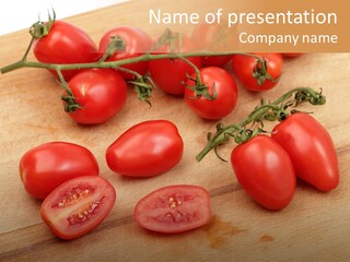 A Bunch Of Tomatoes On A Cutting Board PowerPoint Template