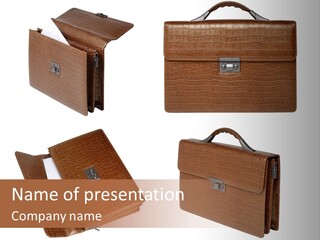 A Brown Briefcase With A Name Of Presentation PowerPoint Template