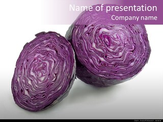 Two Purple Cabbages With A White Background PowerPoint Template