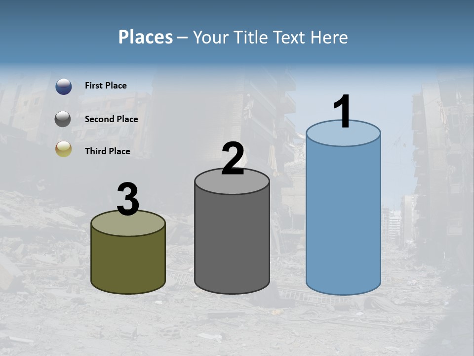 A Destroyed Building In A City With A Sky Background PowerPoint Template