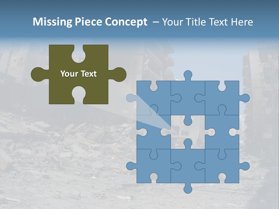 A Destroyed Building In A City With A Sky Background PowerPoint Template