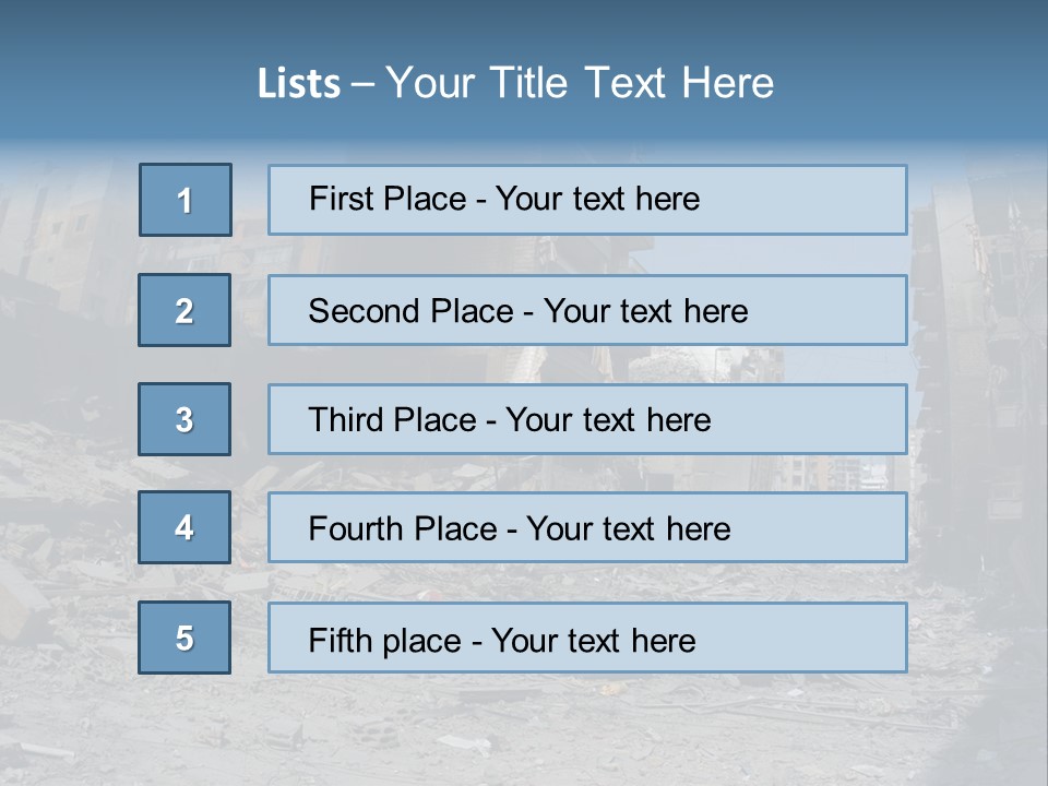 A Destroyed Building In A City With A Sky Background PowerPoint Template