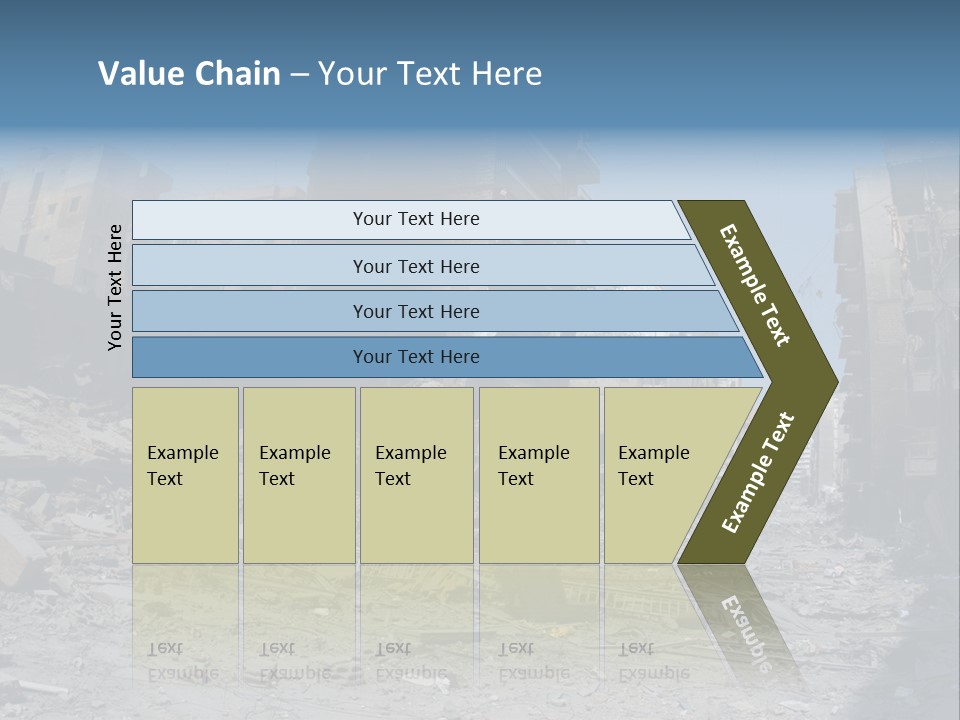 A Destroyed Building In A City With A Sky Background PowerPoint Template
