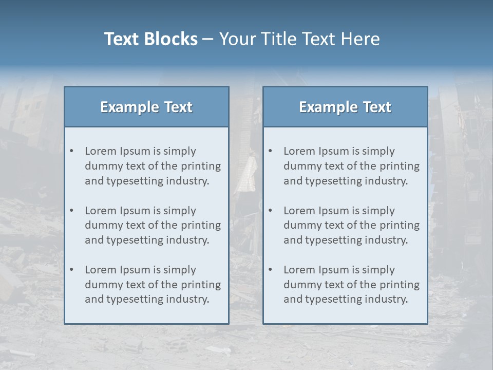 A Destroyed Building In A City With A Sky Background PowerPoint Template