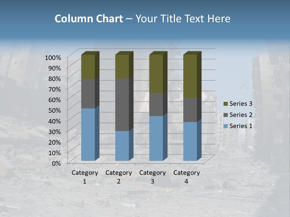 A Destroyed Building In A City With A Sky Background PowerPoint Template