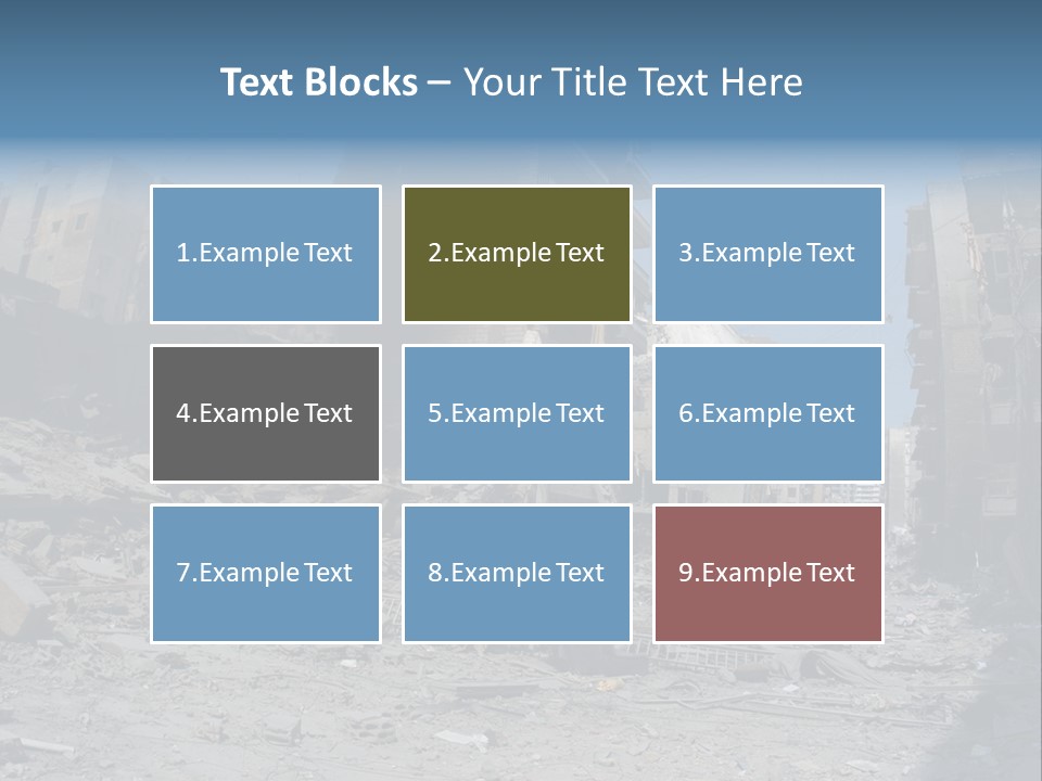 A Destroyed Building In A City With A Sky Background PowerPoint Template
