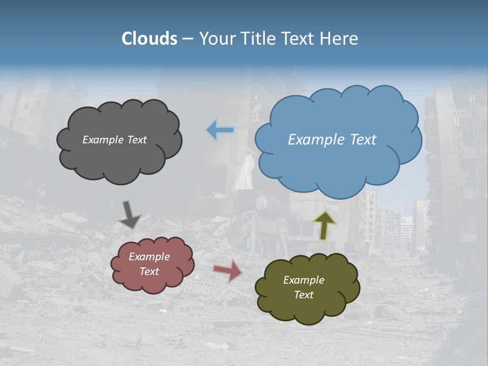 A Destroyed Building In A City With A Sky Background PowerPoint Template