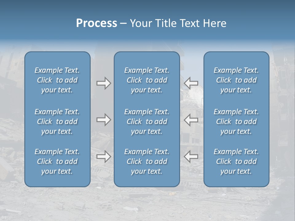 A Destroyed Building In A City With A Sky Background PowerPoint Template