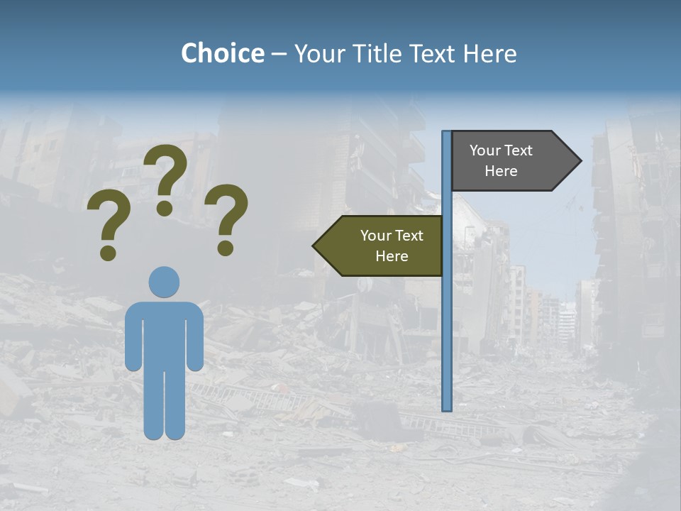 A Destroyed Building In A City With A Sky Background PowerPoint Template