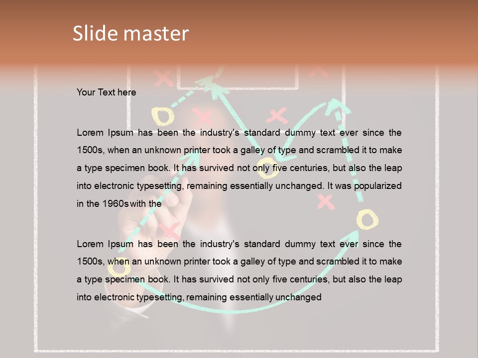 A Man Drawing A Soccer Field On A Blackboard PowerPoint Template