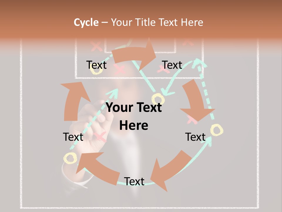 A Man Drawing A Soccer Field On A Blackboard PowerPoint Template