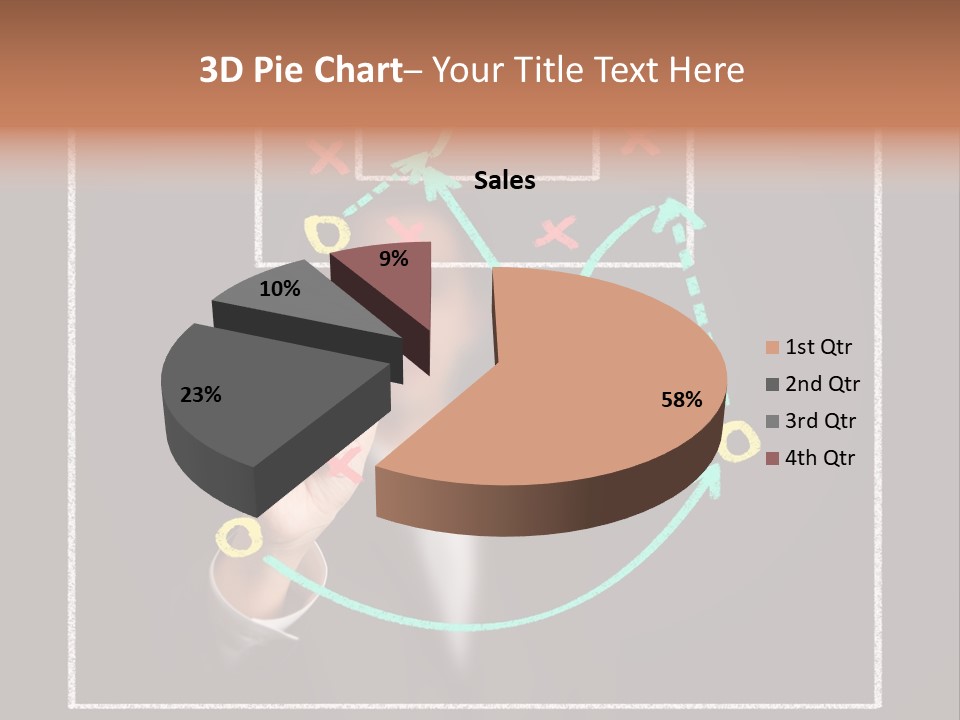 A Man Drawing A Soccer Field On A Blackboard PowerPoint Template