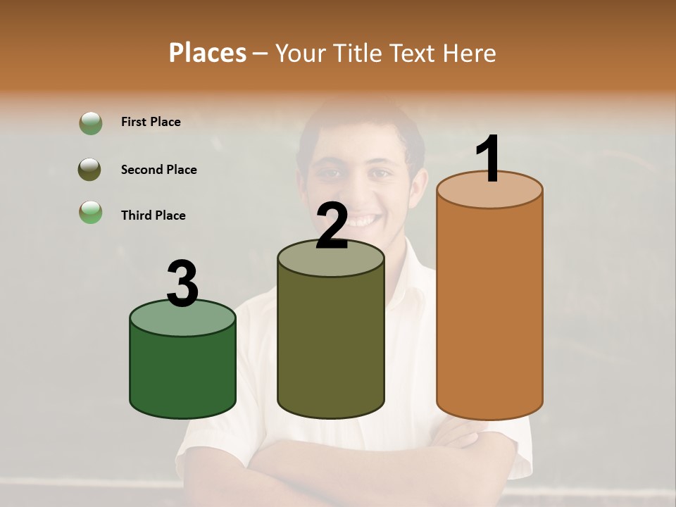 A Man Standing In Front Of A Blackboard With His Arms Crossed PowerPoint Template