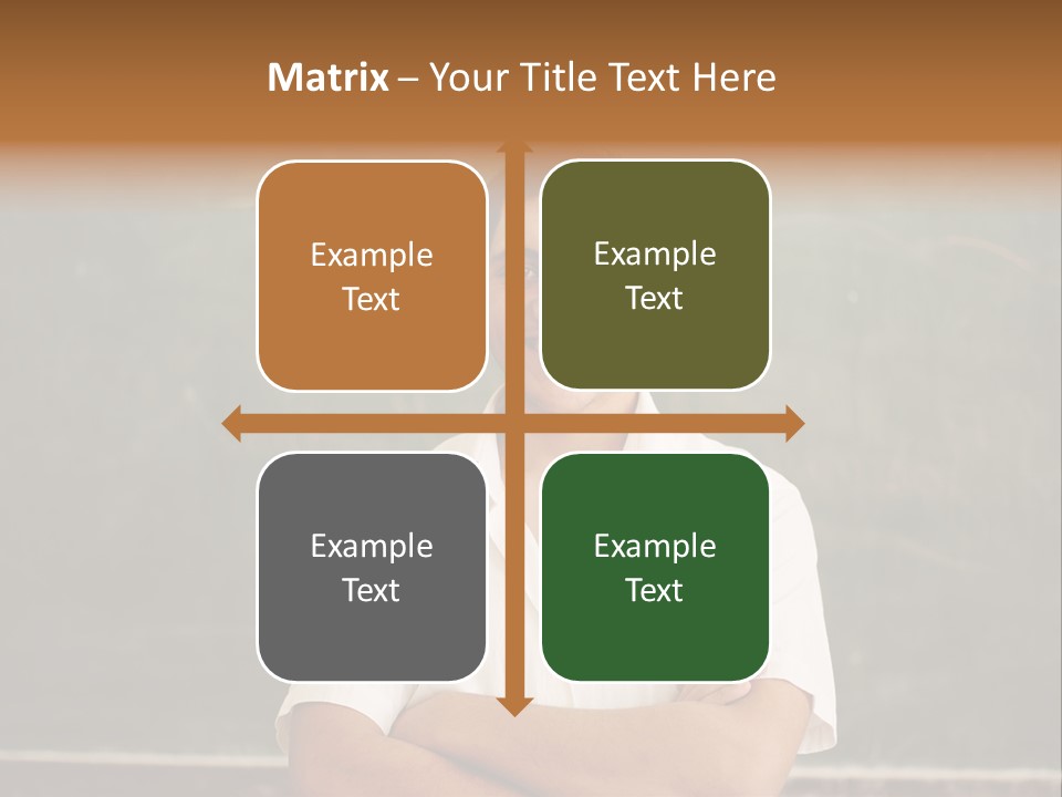 A Man Standing In Front Of A Blackboard With His Arms Crossed PowerPoint Template