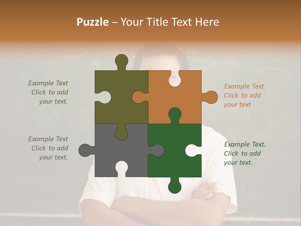 A Man Standing In Front Of A Blackboard With His Arms Crossed PowerPoint Template