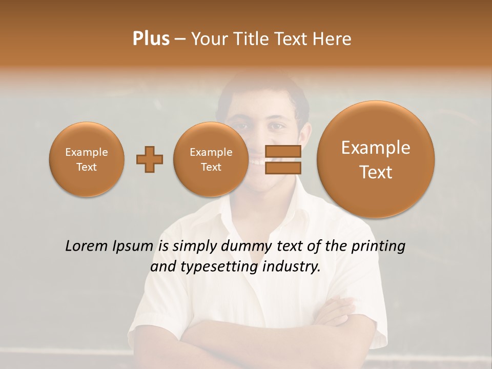 A Man Standing In Front Of A Blackboard With His Arms Crossed PowerPoint Template