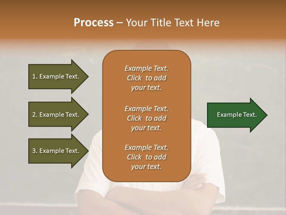 A Man Standing In Front Of A Blackboard With His Arms Crossed PowerPoint Template
