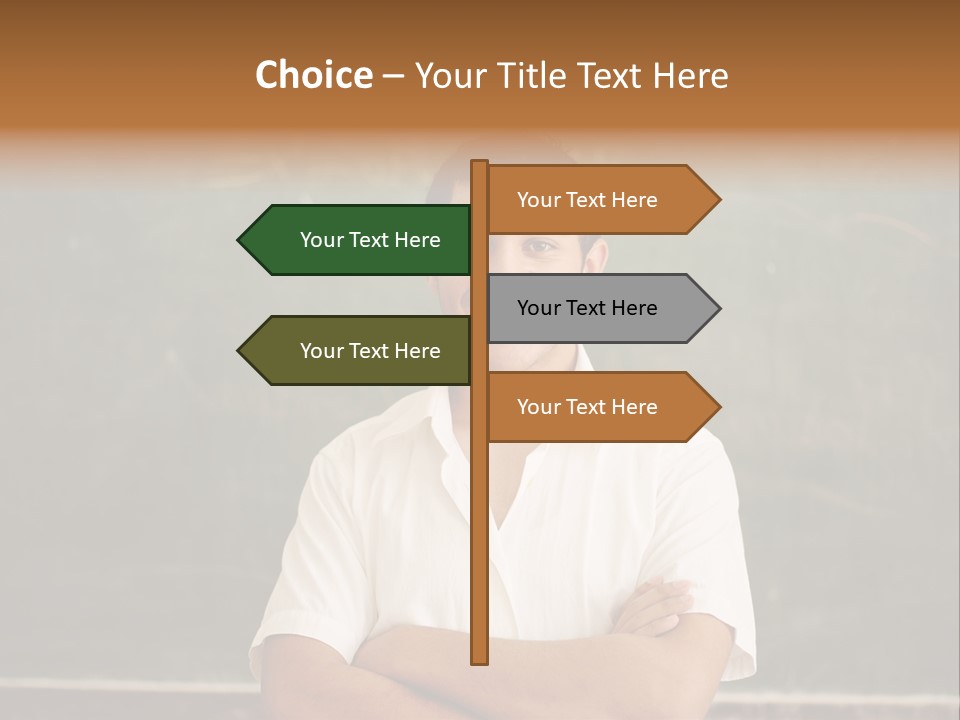 A Man Standing In Front Of A Blackboard With His Arms Crossed PowerPoint Template