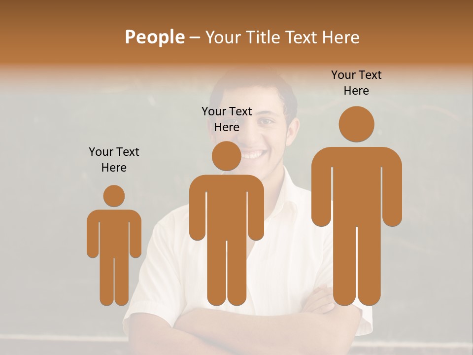 A Man Standing In Front Of A Blackboard With His Arms Crossed PowerPoint Template