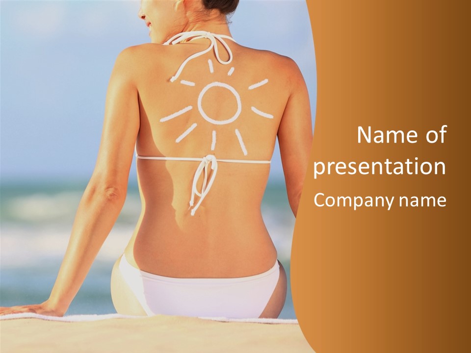 Sun Tan Lotion Health Caucasian PowerPoint Template