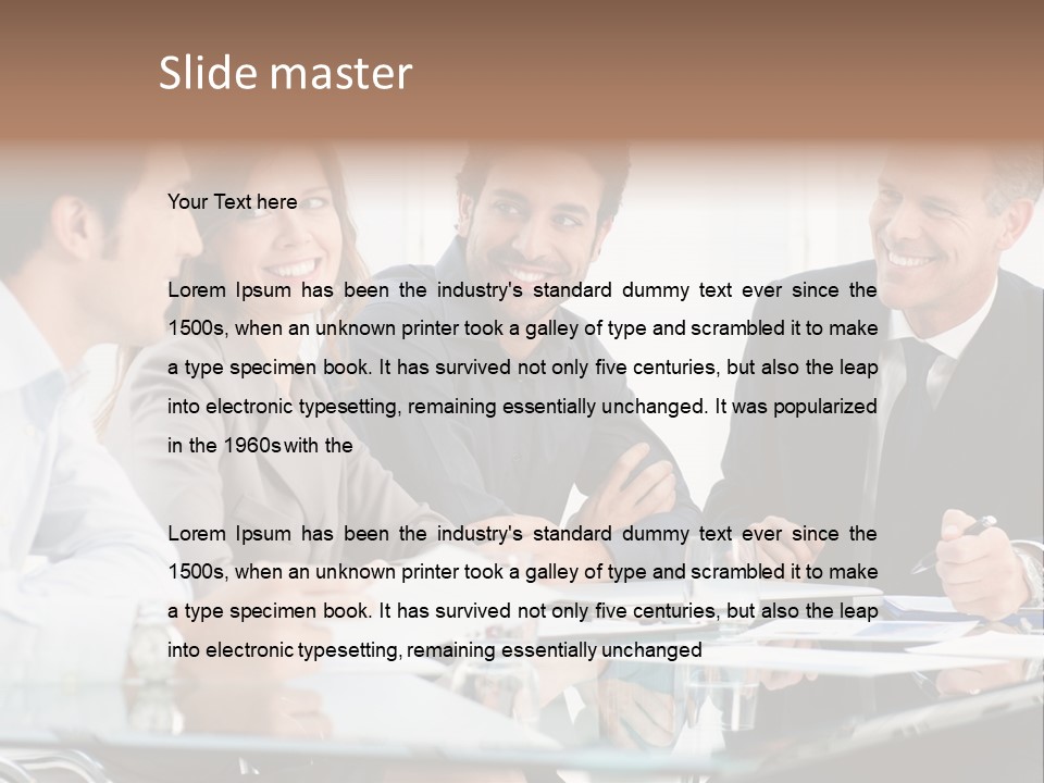 A Group Of Business People Sitting Around A Table PowerPoint Template