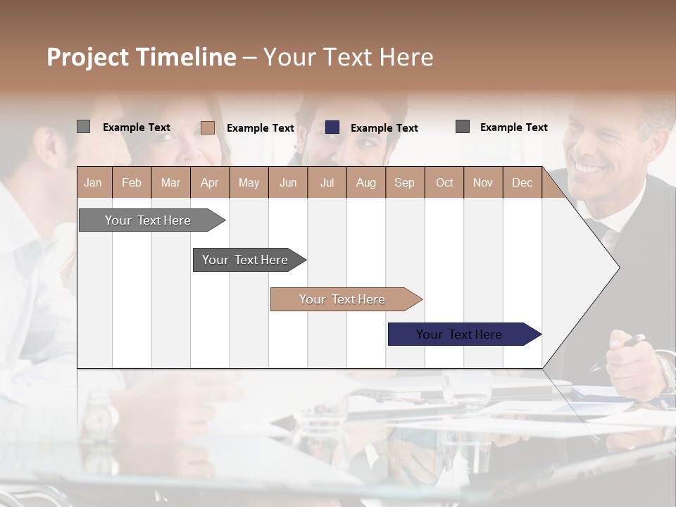 A Group Of Business People Sitting Around A Table PowerPoint Template