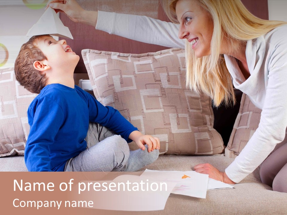 Beautiful Caucasian Family PowerPoint Template