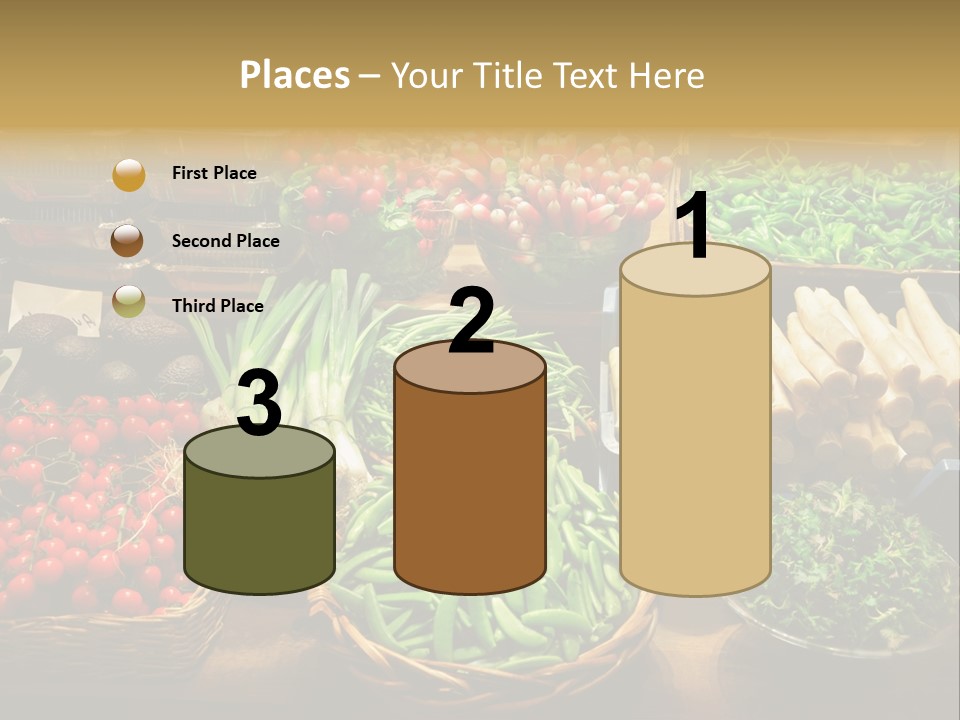 A Variety Of Vegetables Are On Display In Baskets PowerPoint Template